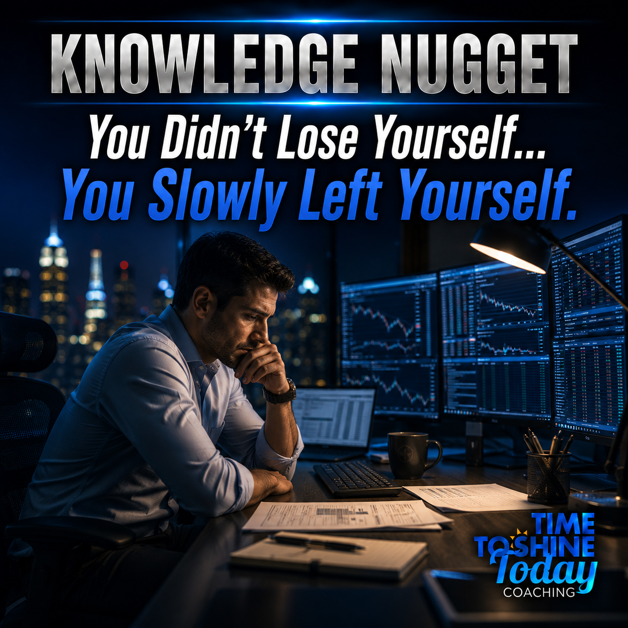 Read more about the article You Didn’t Lose Yourself… You Slowly Left Yourself 🧭 – ⚡3 Minute Coach Fergie Knowledge Nugget